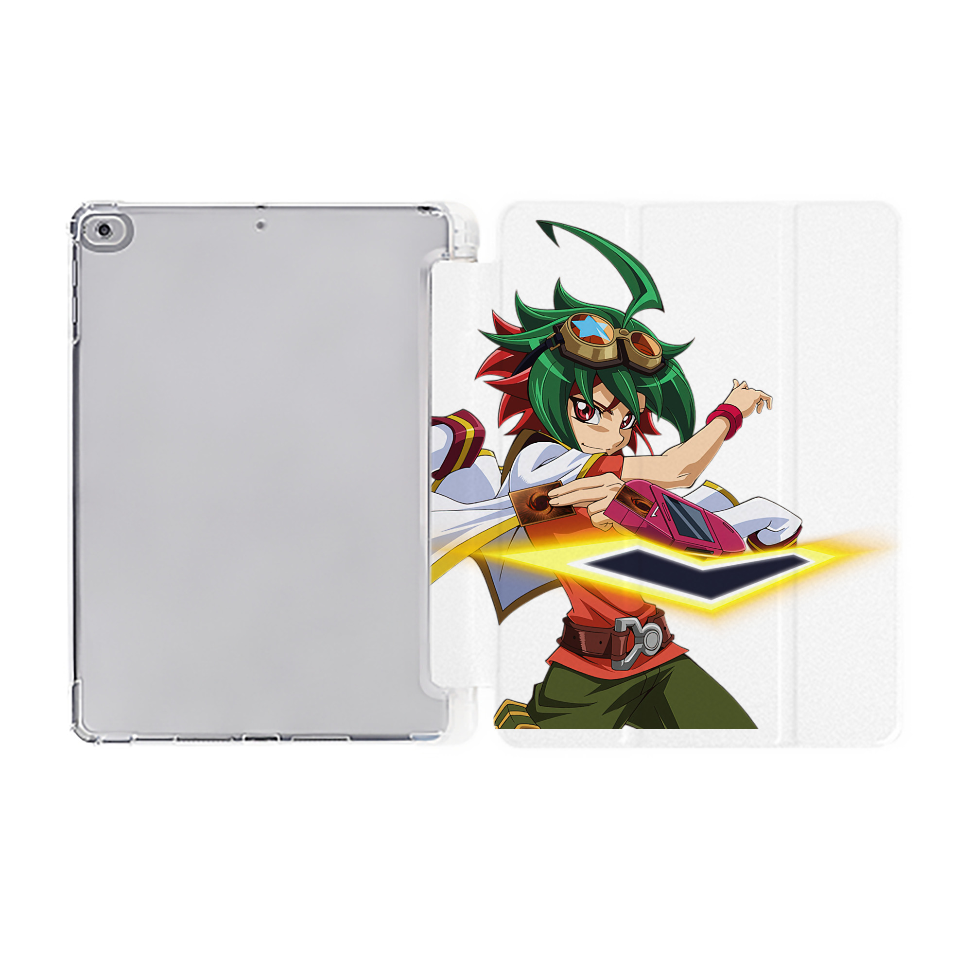 （画像用） 遊☆戯☆王 Yu-Gi-Oh! IPad ケース ペン収納付き 三つ折りスタンド PUレザー×シリコン 対応機種9.5/10.5/10.9インチ